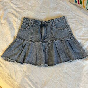 Pleated Denim Mini Skirt